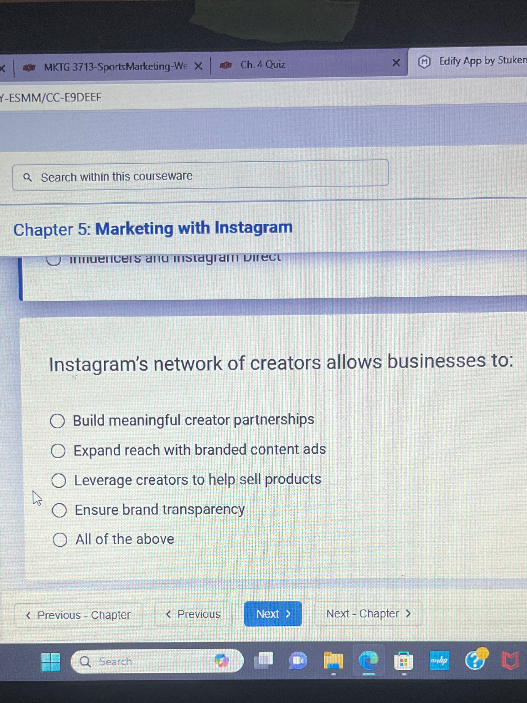  Q Search within this courseware Chapter 5: Marketing with Instagram Instagram's