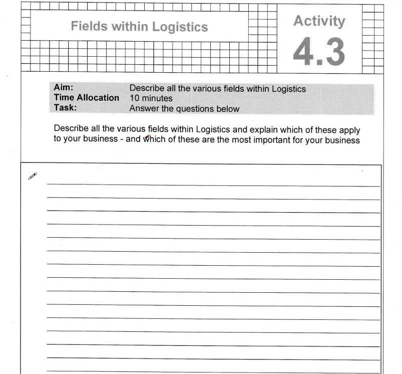 Describe all the various fields within Logistics and explain which of