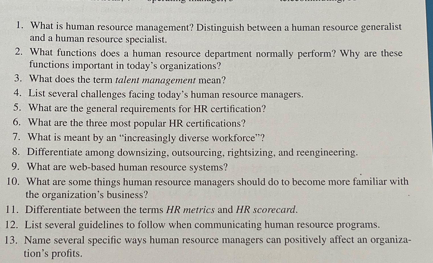  Answer problems 1,2,4,13z What is human resource management? Distinguish between a