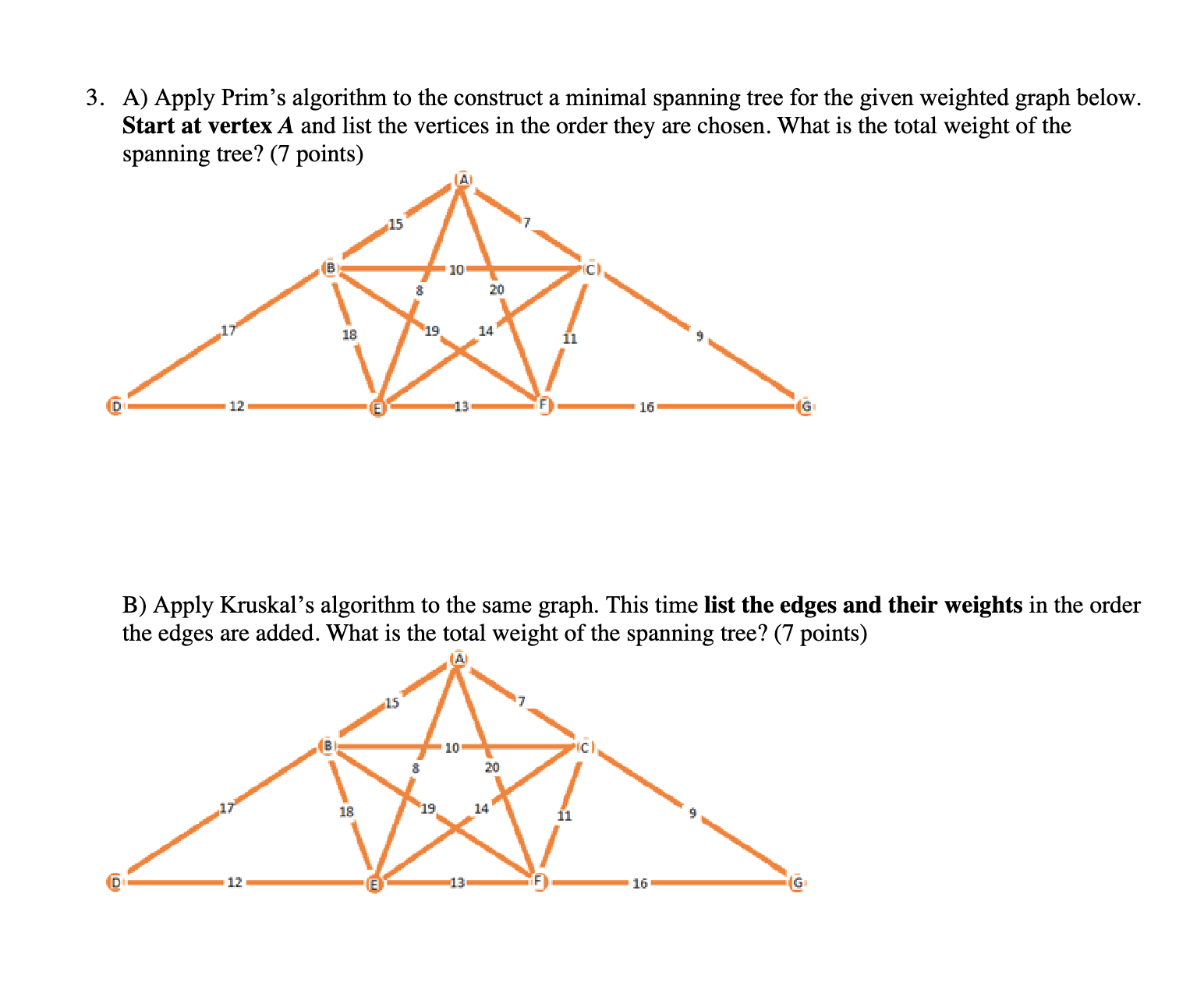 B, C, D, E} and the edge set as given below. In
