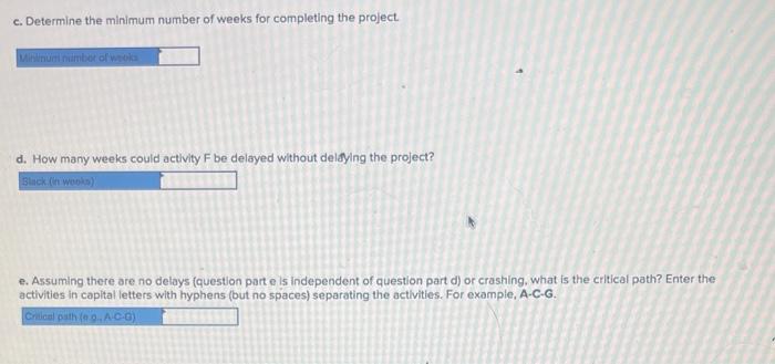 What is the late finish date for activity B? c. Determine the