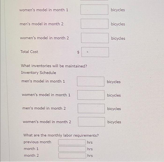 for its. Easy-Pedal 10 -speed bicycles during the next two months. Management