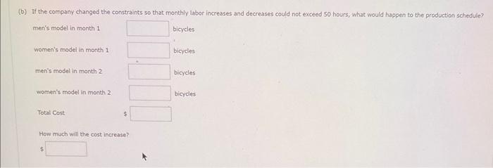 wants to develop a production schedule indicating how many bicycles of each