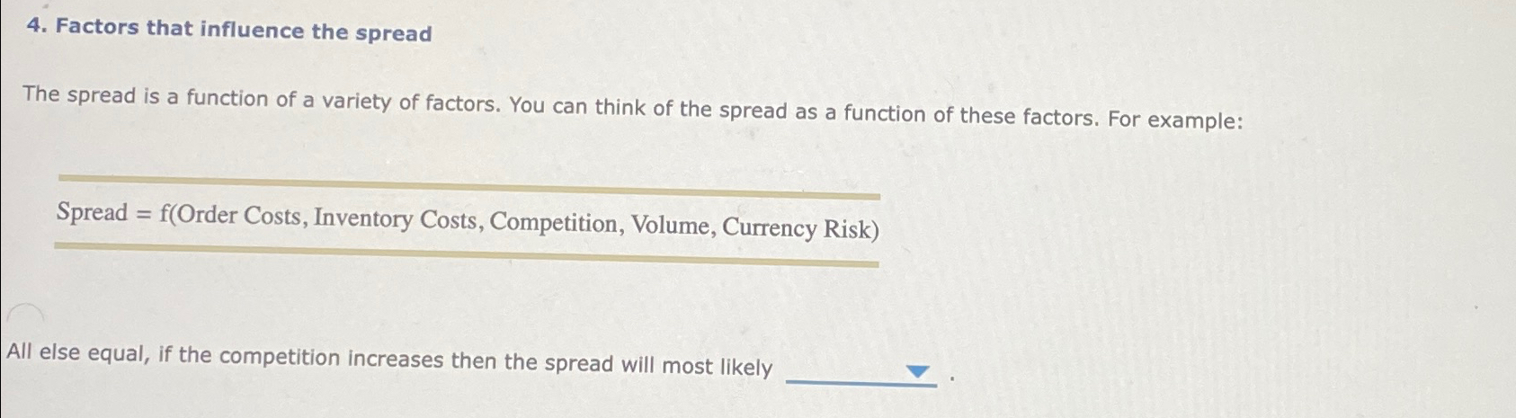  Factors that influence the spread The spread is a function of