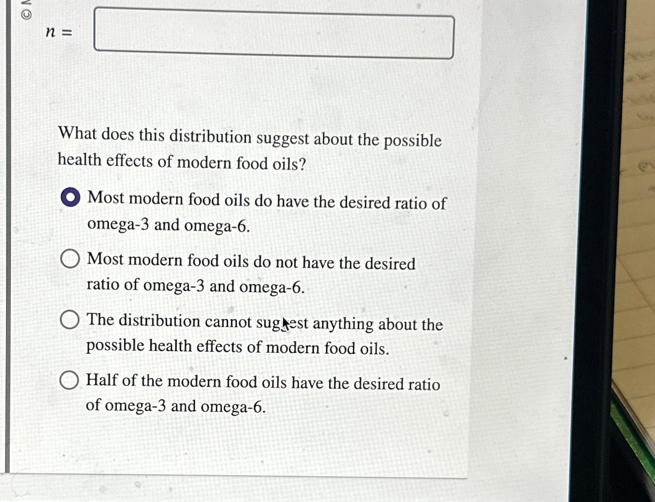  n= What does this distribution suggest about the possible health effects