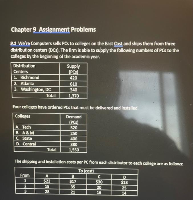 is how many computers from each DC will be shipped to each