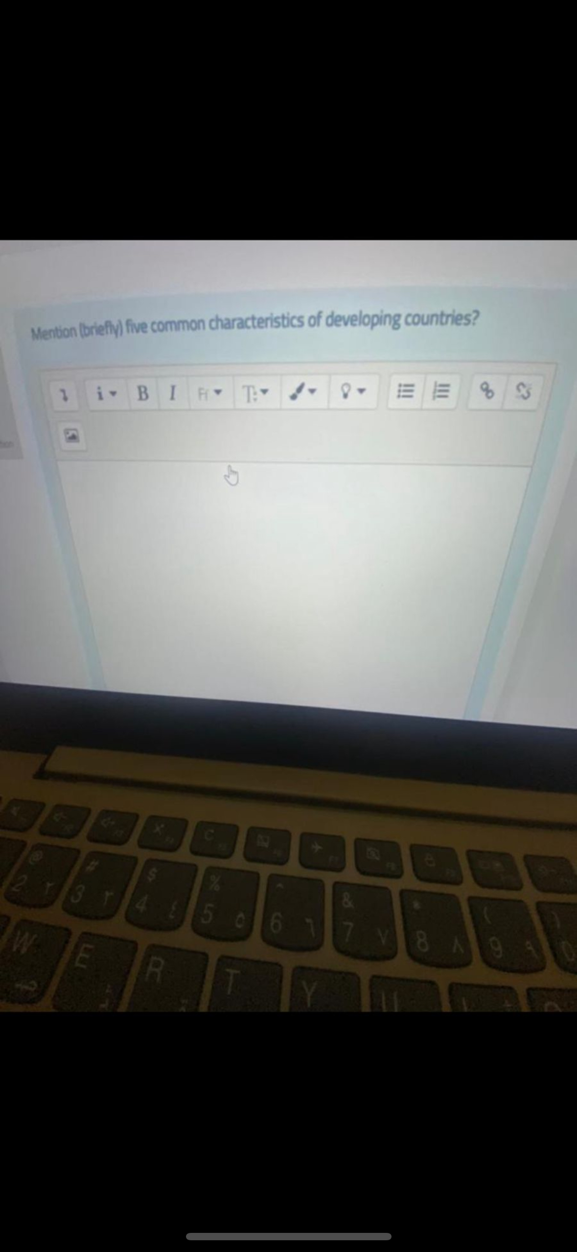  Mention (briefly) five common characteristics of developing countries? 