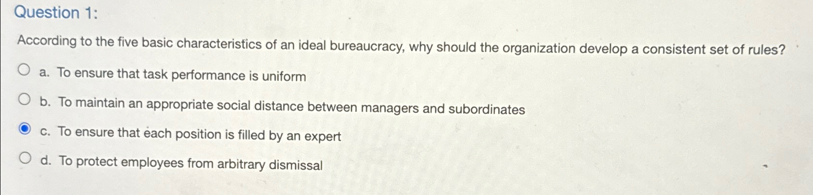  Question 1: According to the five basic characteristics of an ideal