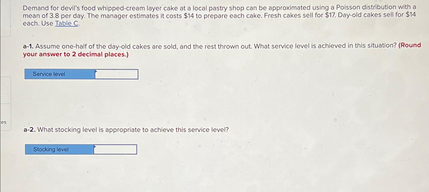  Demand for devil's food whipped-cream layer cake at a local pastry