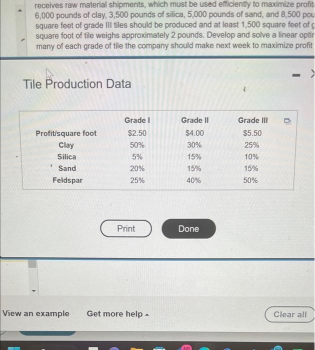 porcelain tiles. They produce three different grades of tile, each of which