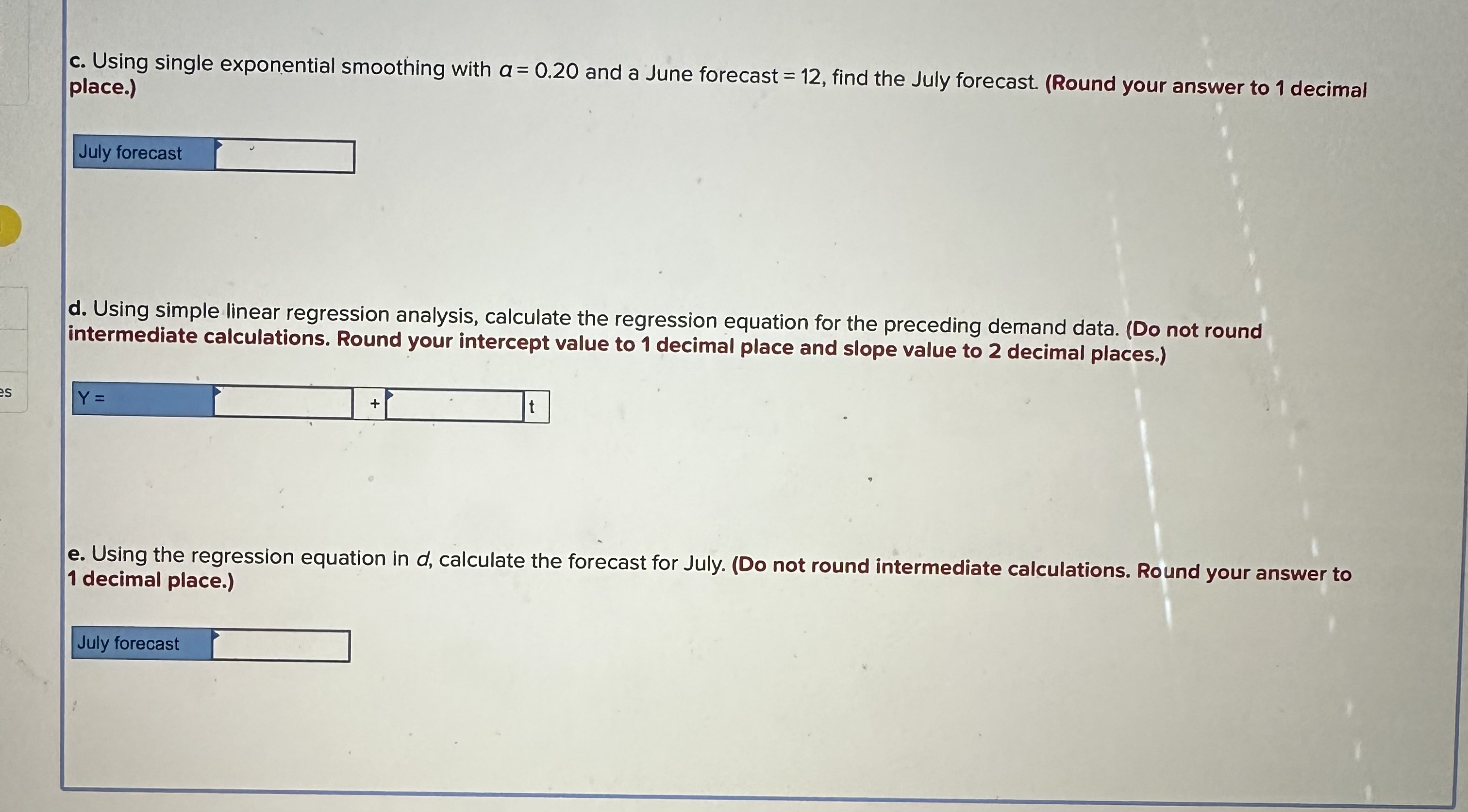 average with weights of 0.40 (June), 0.20 (May), and 0.40 (April), find
