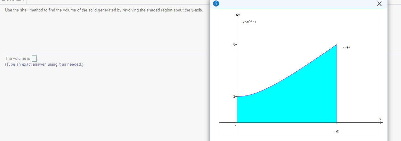 1. i Use the shell method to find the volume of the