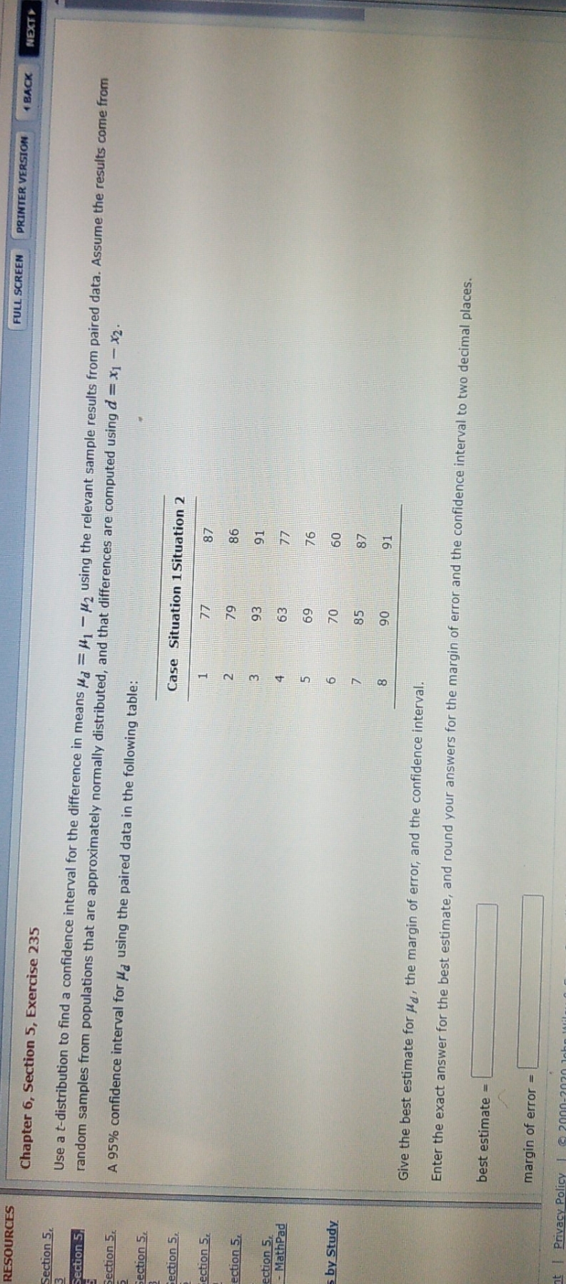 what is the 95% confidence interval FULL SCREEN PRINTER VERSION 1 BACK