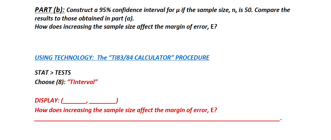 be 4.5. (a) Construct a 95% confiden|ce interval for u if the