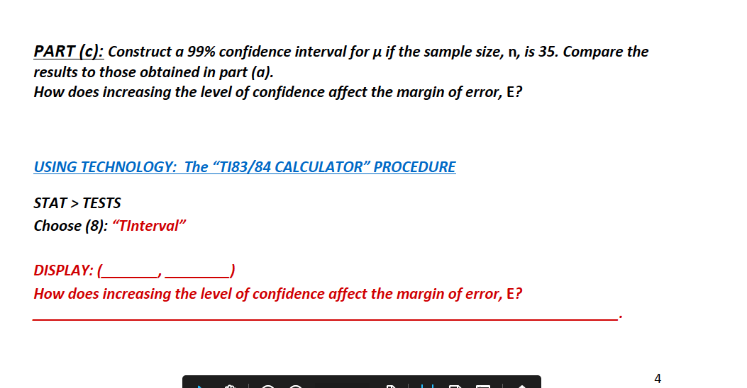 sample size, n, is 35. (b) Construct a 95% confidence interval for