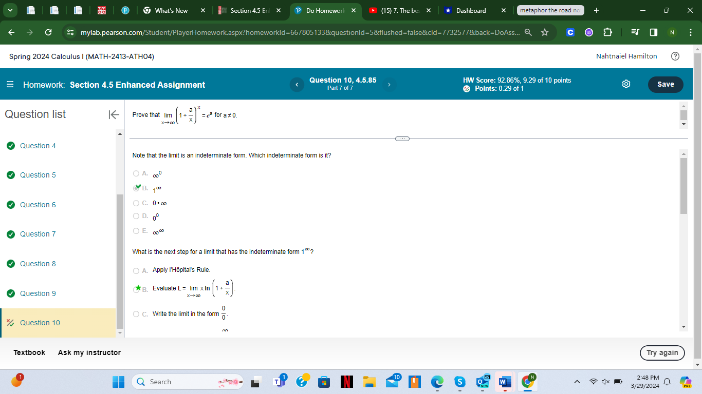90.91%, 10 of 11 points Part 2 of 2 Points: 1 of