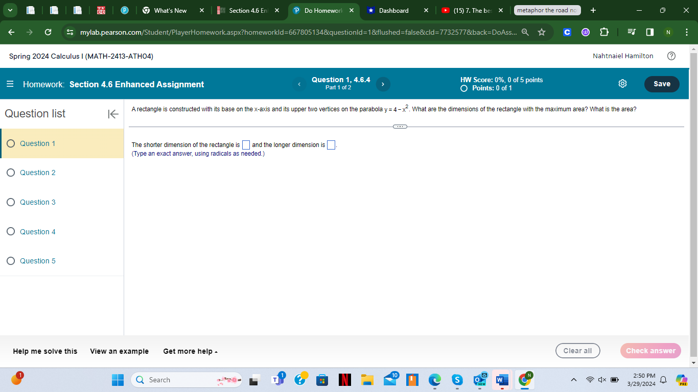 graph of f. Question list K y' = -2 cosx, OsXs2x Question