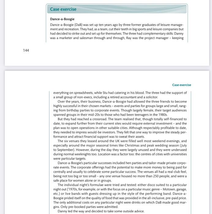  answer the second question Case exercise Dance-a-Boogie Dance-a-Boogie (DaB) was set