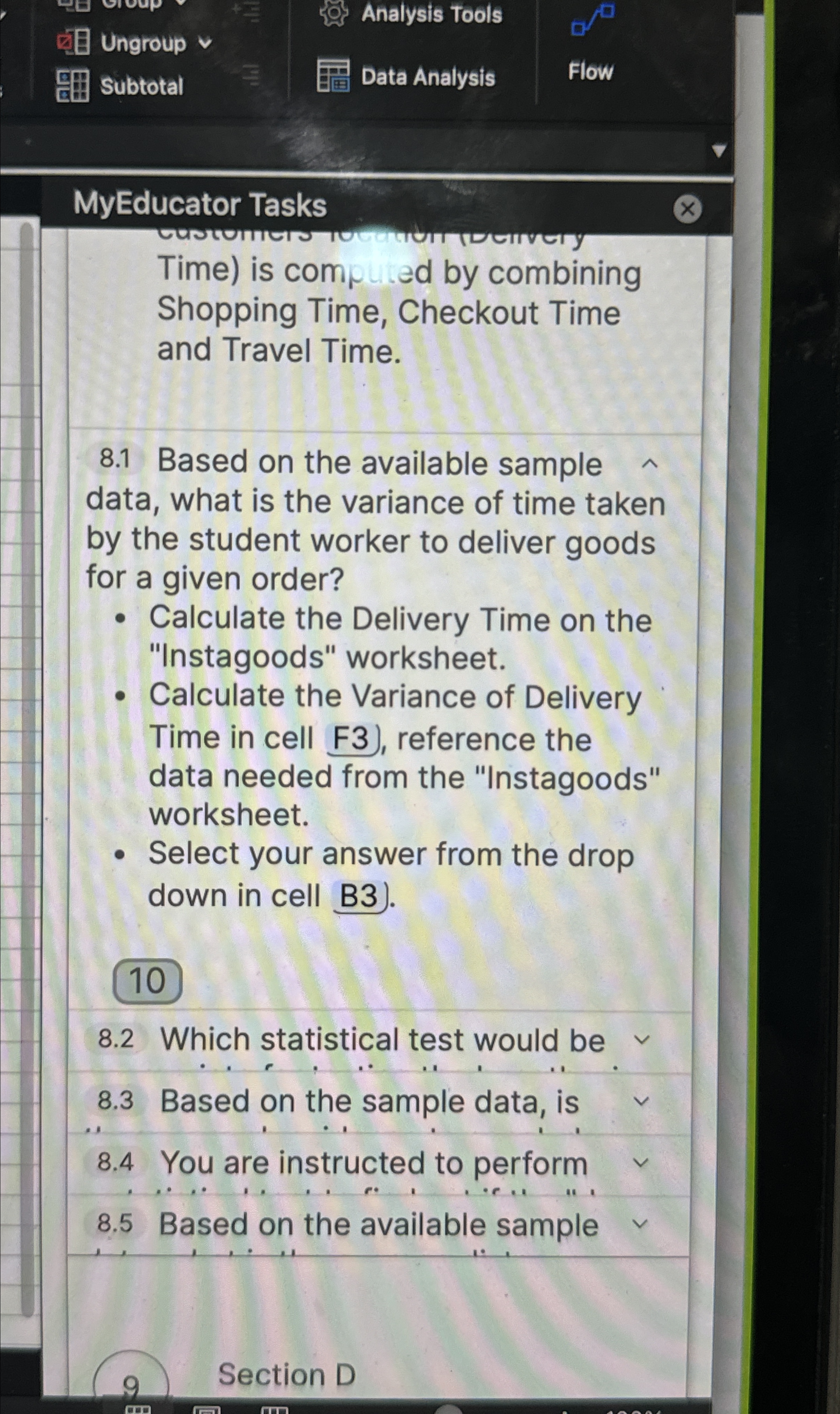  MyEducator Tasks Time) is computed by combining Shopping Time, Checkout Time