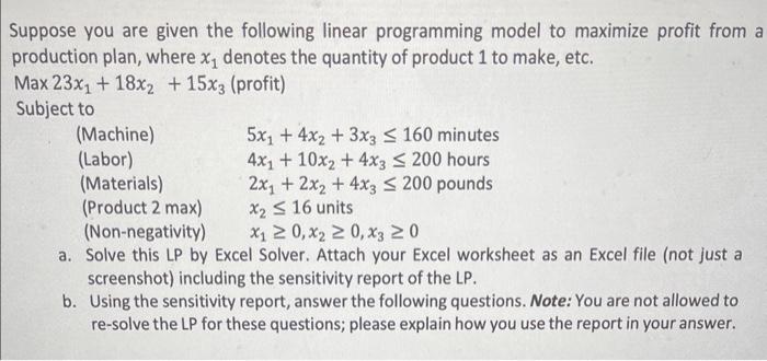  Suppose you are given the following linear programming model to maximize