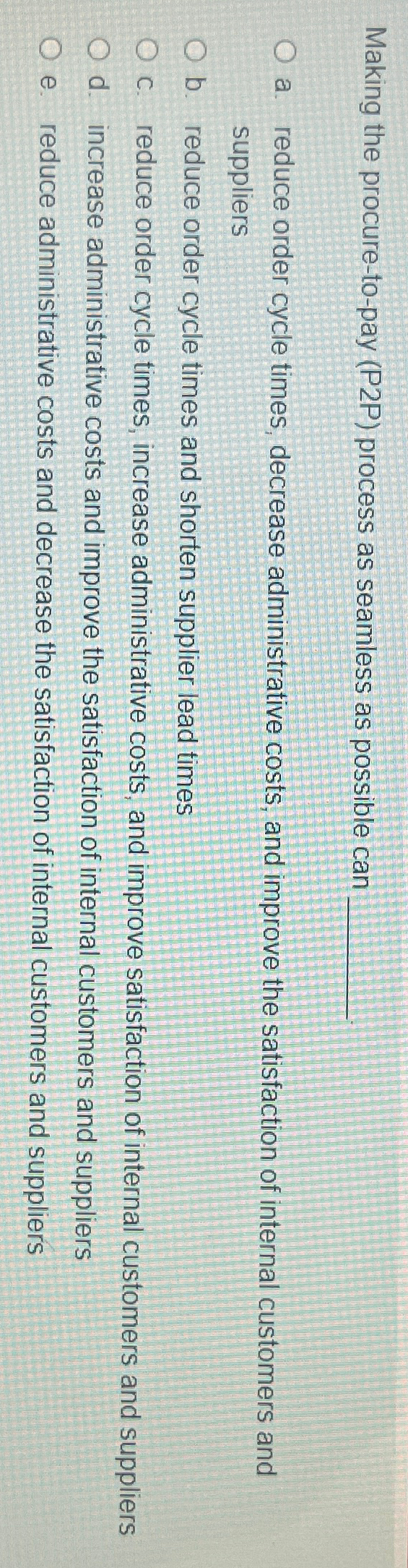 Making the procure-to-pay (P2P) process as seamless as possible can a.