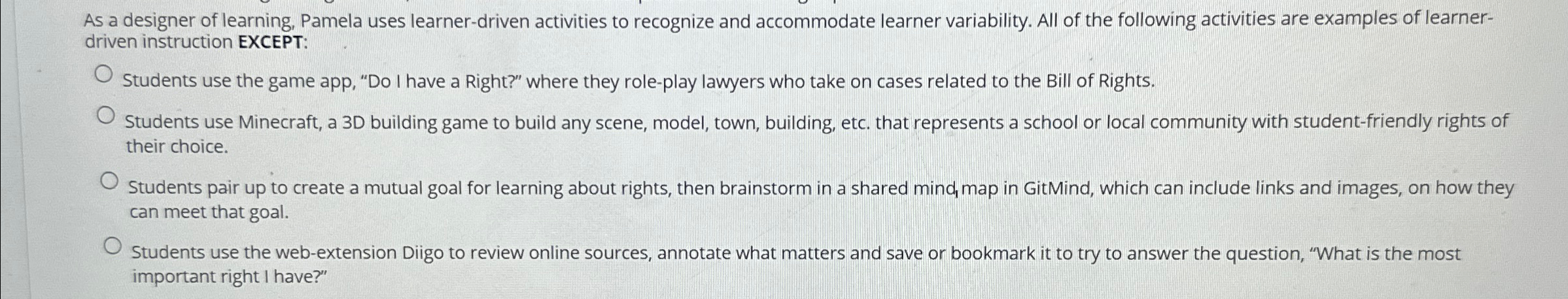  As a designer of learning, Pamela uses learner-driven activities to recognize