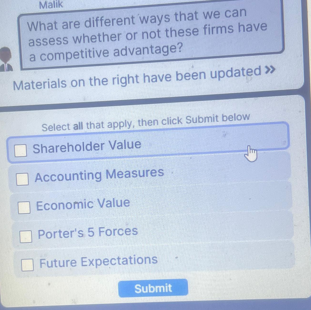  Malik What are different ways that we can assess whether or