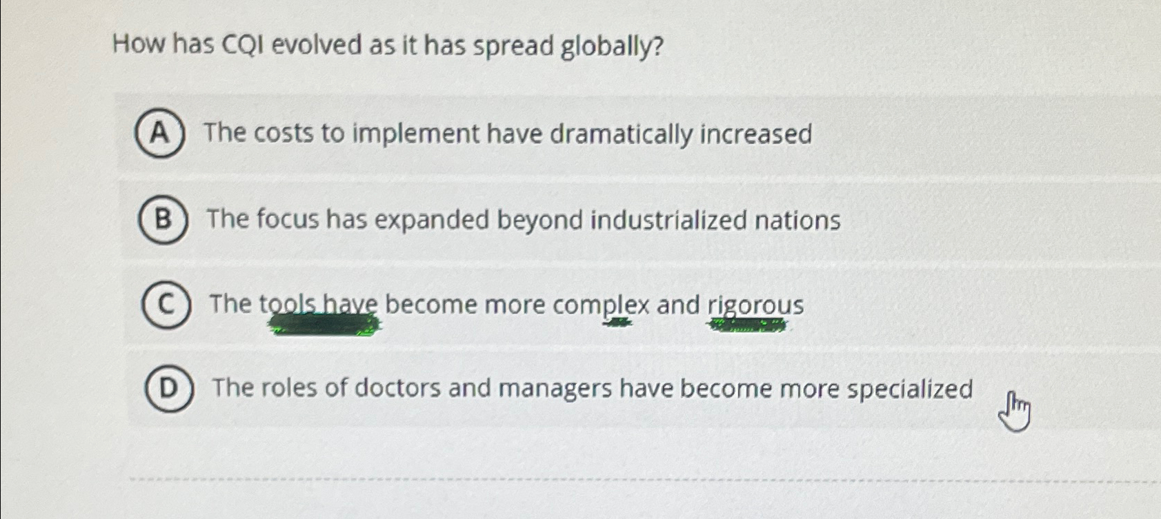 How has CQI evolved as it has spread globally? The costs