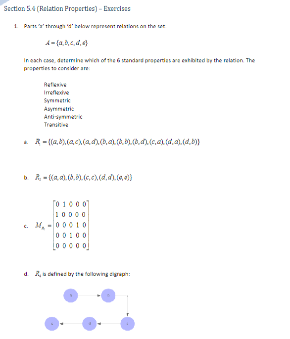 is both reflexive and transitive. a. If R is a relation on