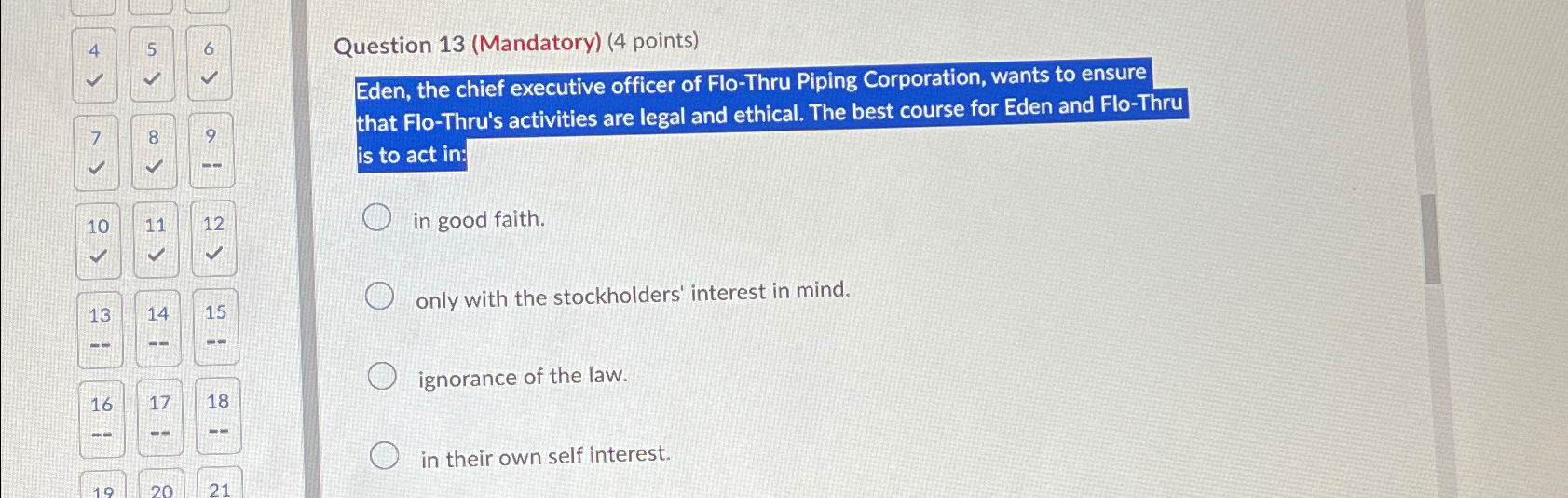  45 Question 13(Mandatory)(4 points) Eden, the chief executive officer of Flo-Thru