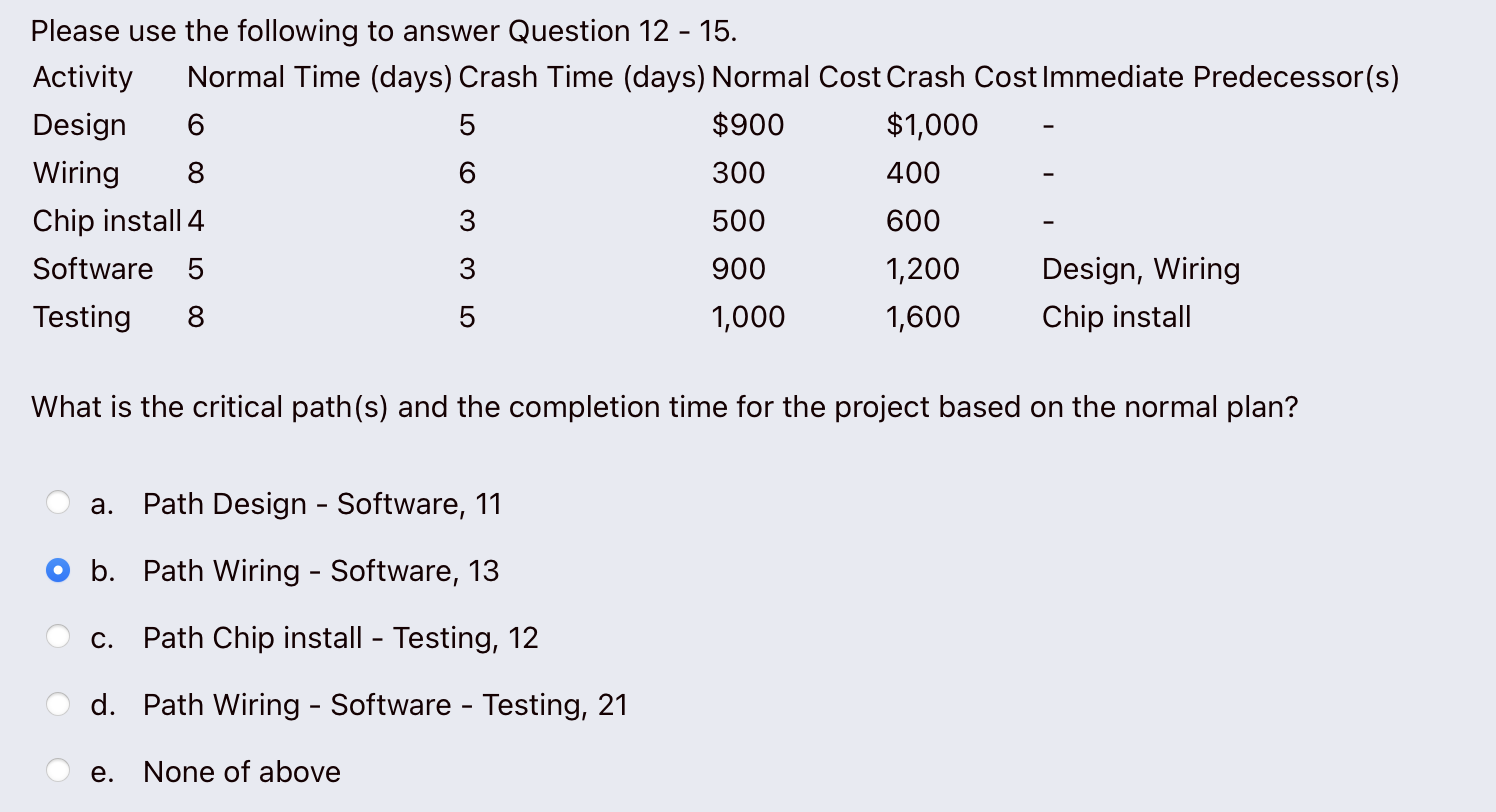  d. Path Wiring - Software - Testing, 21 e. None of