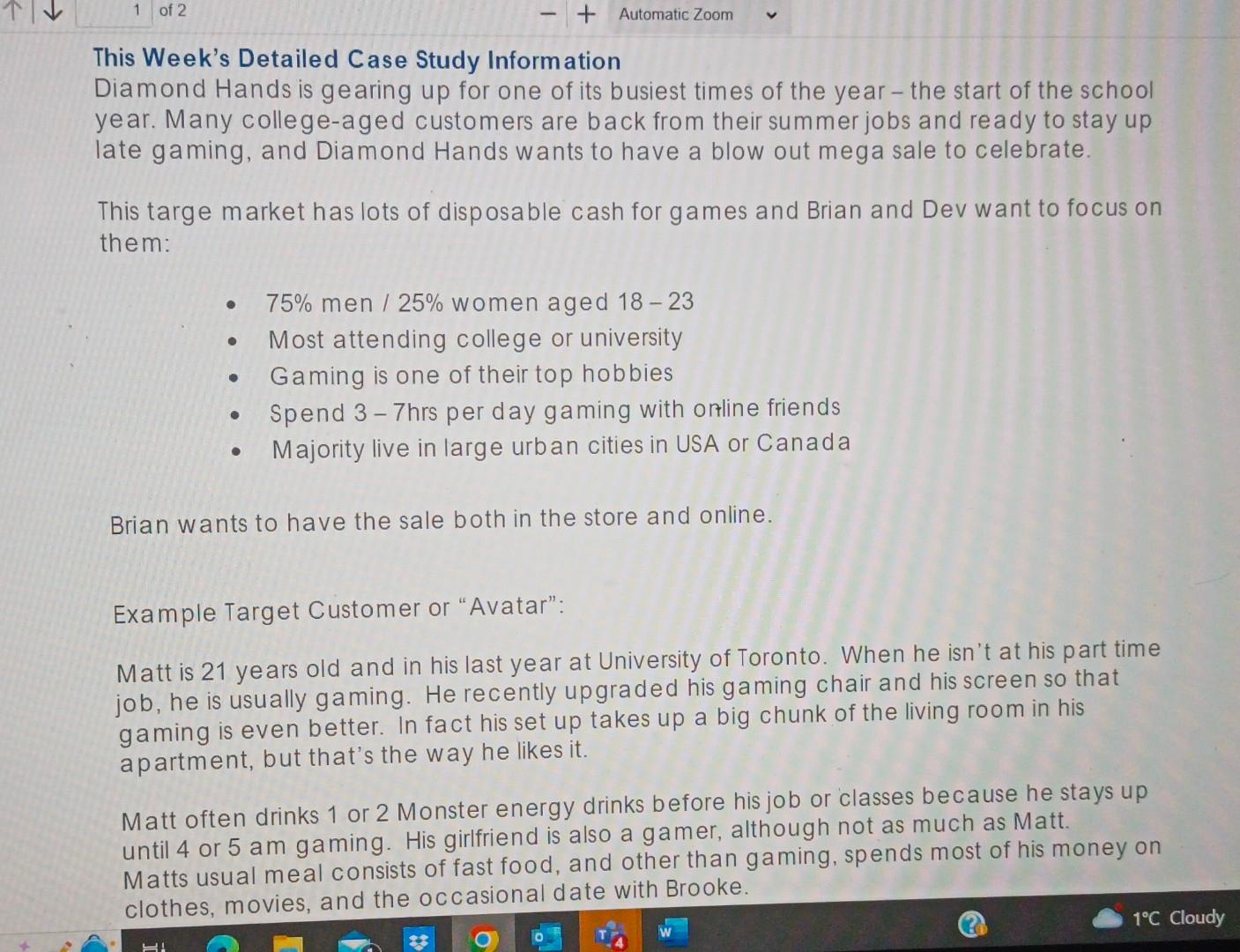  This Week's Detailed Case Study Information Diamond Hands is gearing up