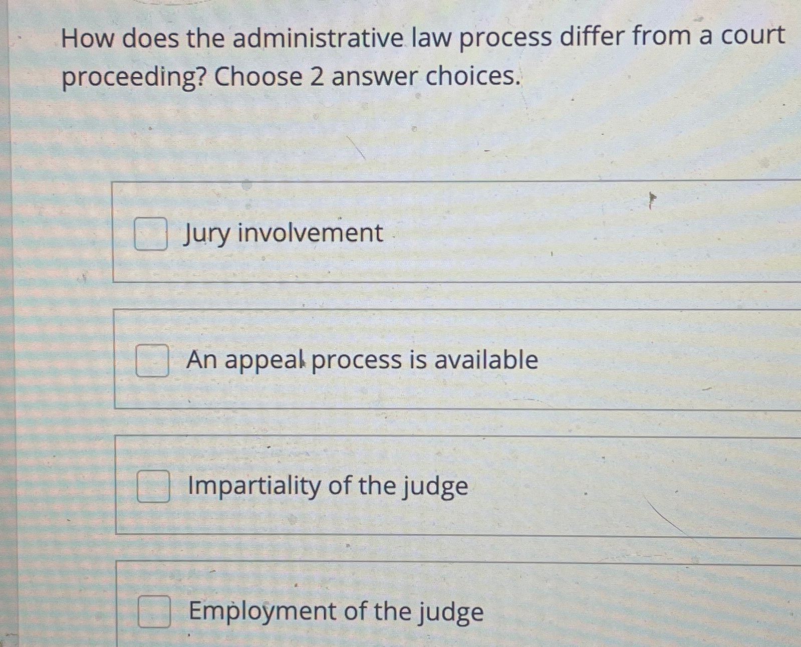  How does the administrative law process differ from a court proceeding?