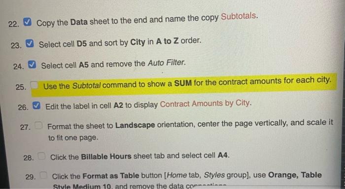 help on #25 22. Copy the Data sheet to the end and