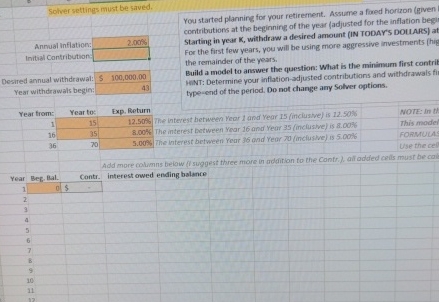  Solver settings must be saved. 
