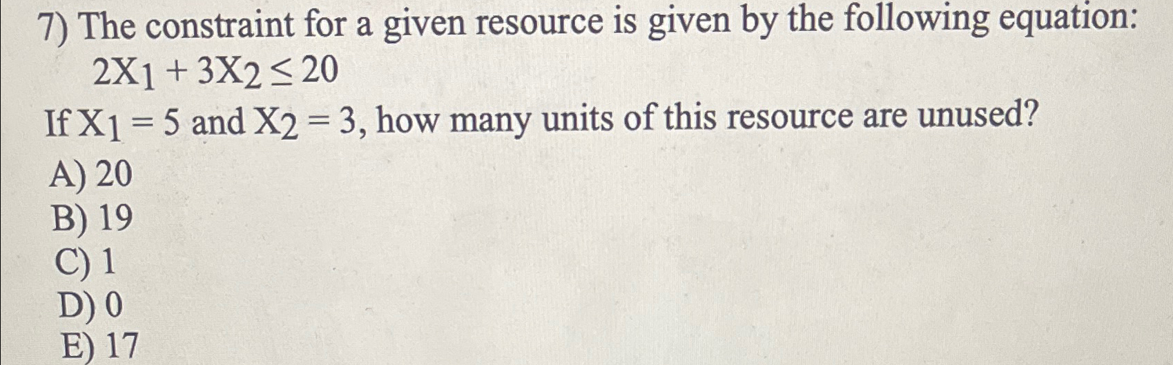  The constraint for a given resource is given by the following