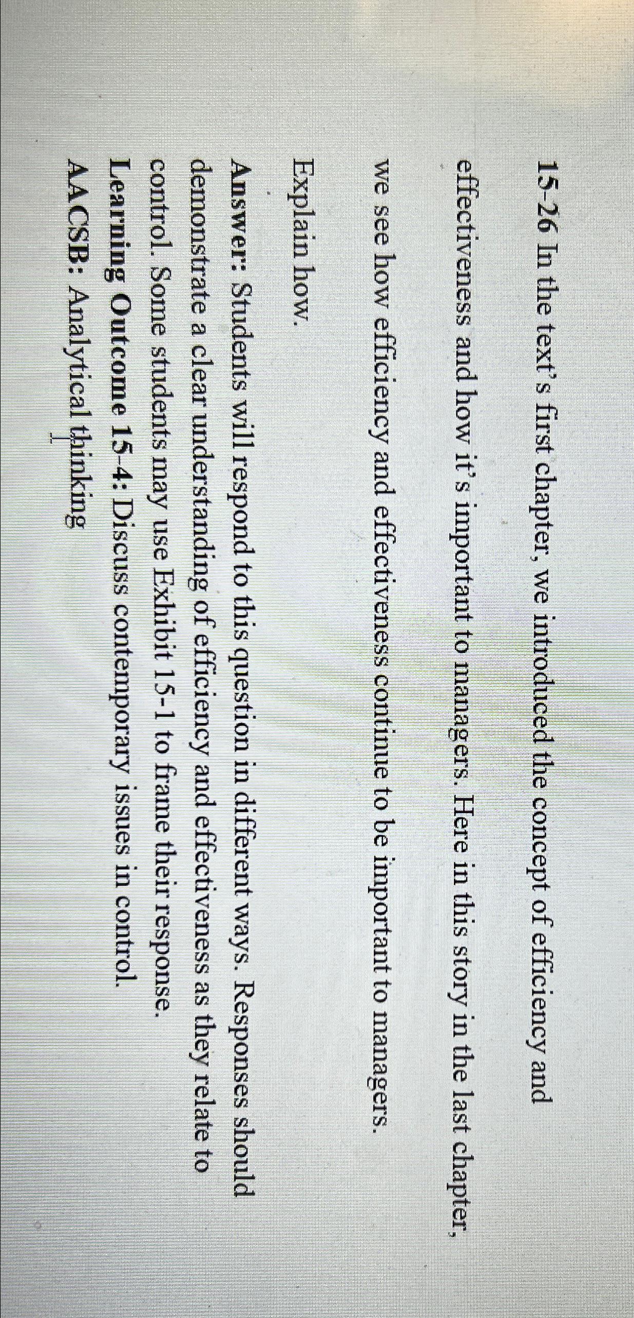  15-26 In the text's first chapter, we introduced the concept of