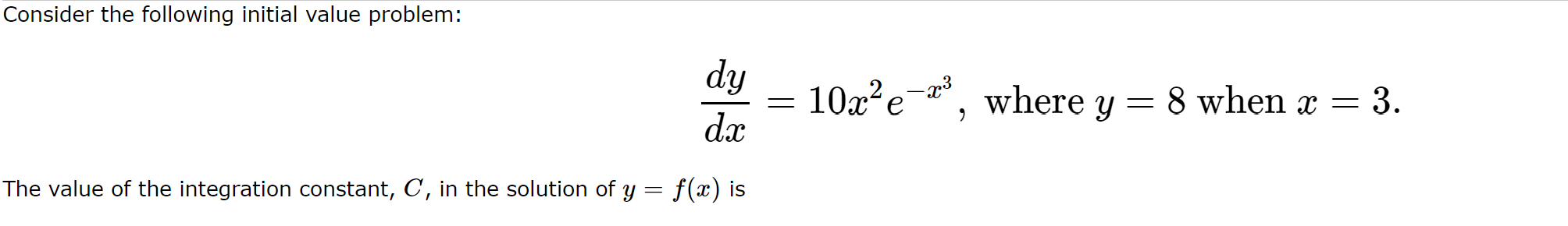 = 0. Find the particular solution of the given differential equation dy