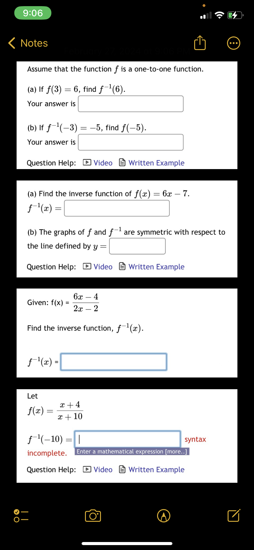  Assume that the function f is a one-to-one function. (@) If