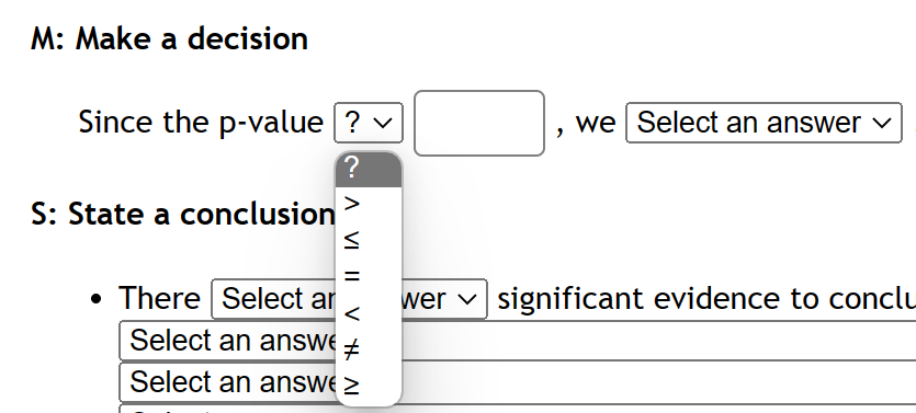 for population 2? [mi |= Part a.) HYPOTHESIS TEST P: Parameter What