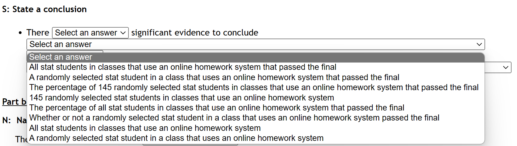 students in classes that use an online homework system that passed the