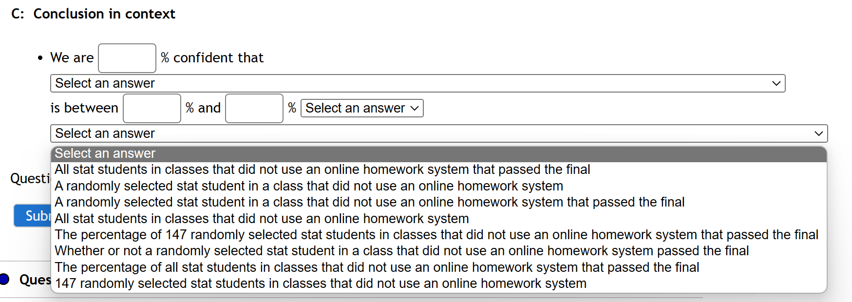 system that passed the final The percentage of all stat students in