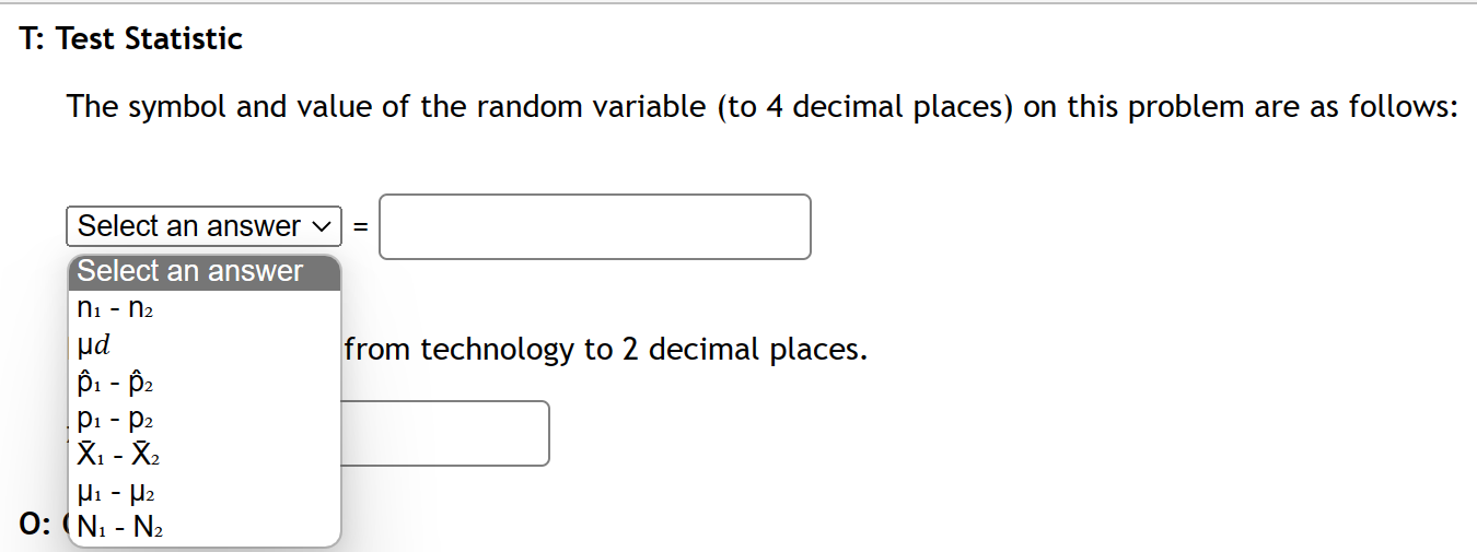 and wording for population 1? Select an answer v = Se Select