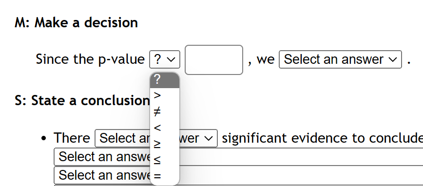 and wording for population 1? Select an answer v = Select an