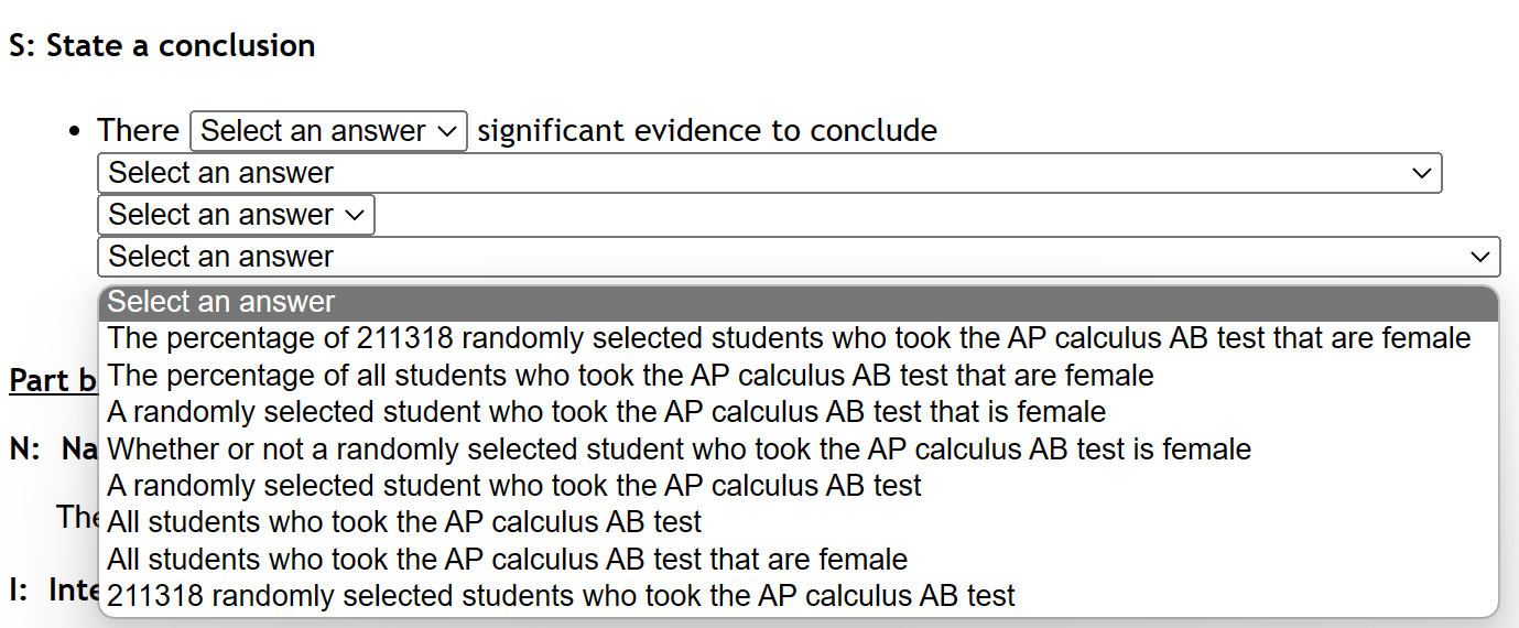 IA randomly selected student who took the AP biology test All students