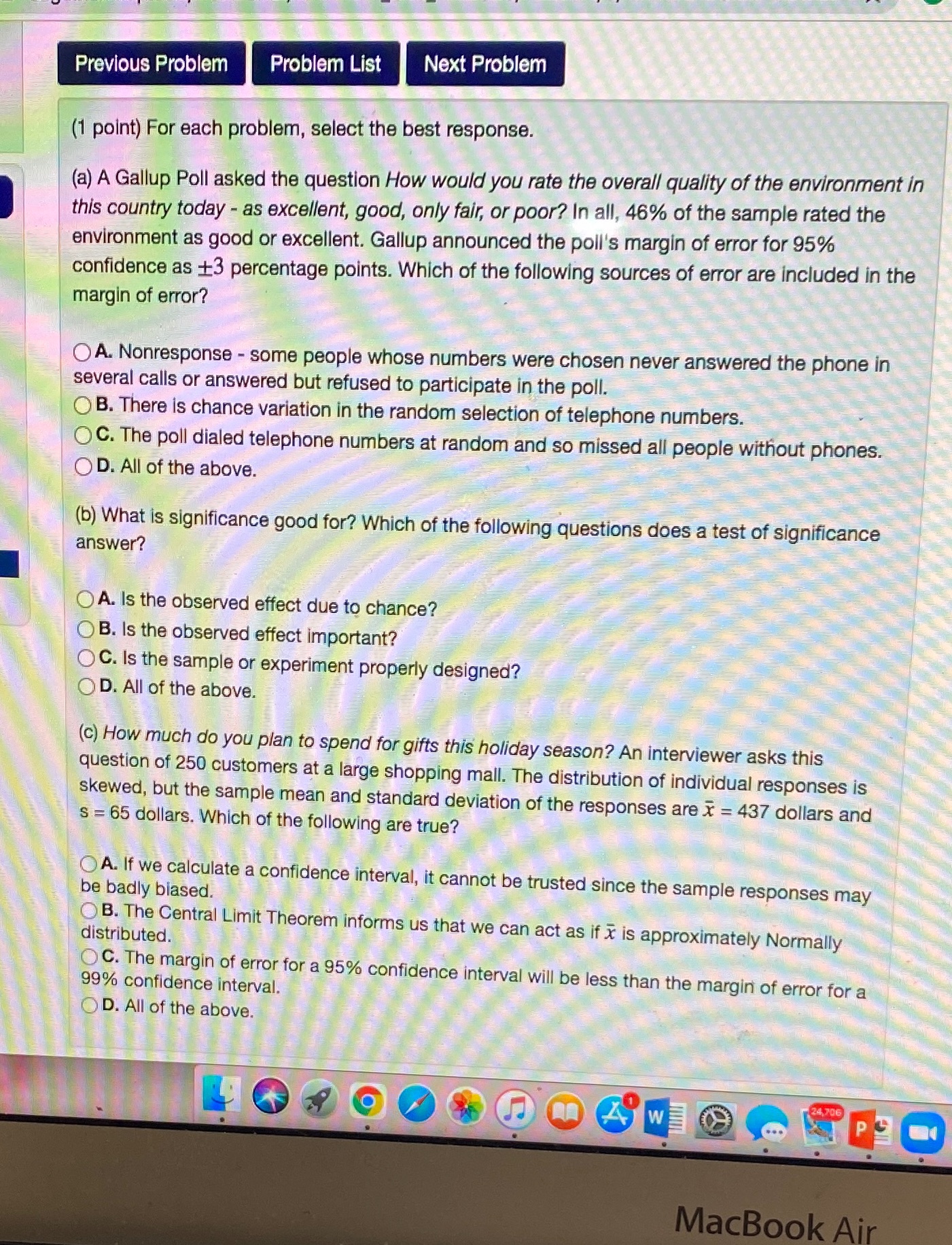 Previous Problem Problem List Next Problem (1 point) For each problem,