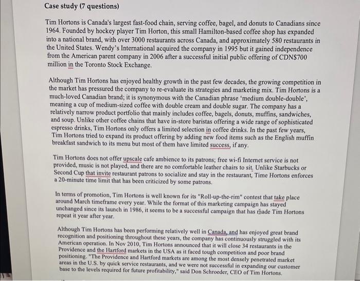 is compared to Starbucks, Second Cup, and McDonald's. You can use any