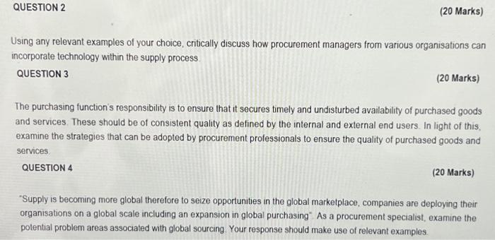  Using any relevant examples of your choice, critically discuss how procurement