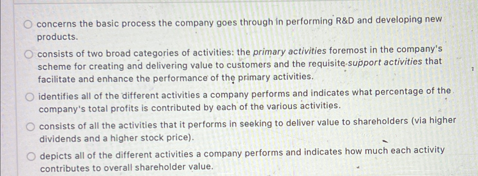  concerns the basic process the company goes through in performing R&D