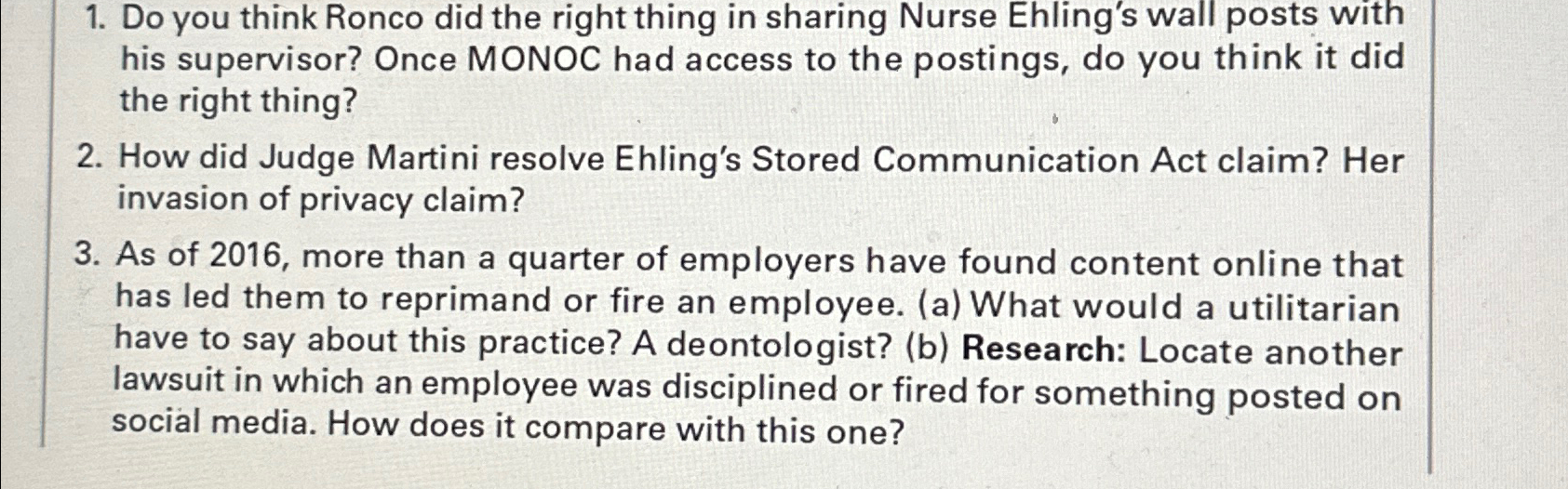  Do you think Ronco did the right thing in sharing Nurse